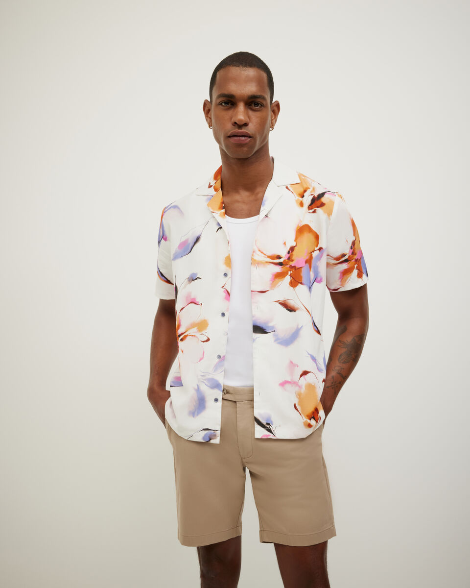 Abstract Floral Short Sleeve Shirt, , hi-res